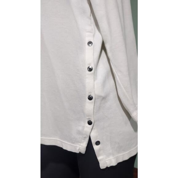 J. Jill 3/4 Sleeve Tunic with Side Buttons, Cream, Sz MP - Picture 3 of 5